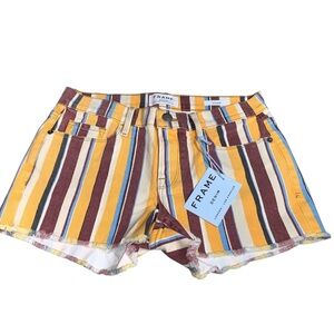 FRAME Le Cutoff Striped Denim Shorts US Size 2 EU Size 24 NWT $311